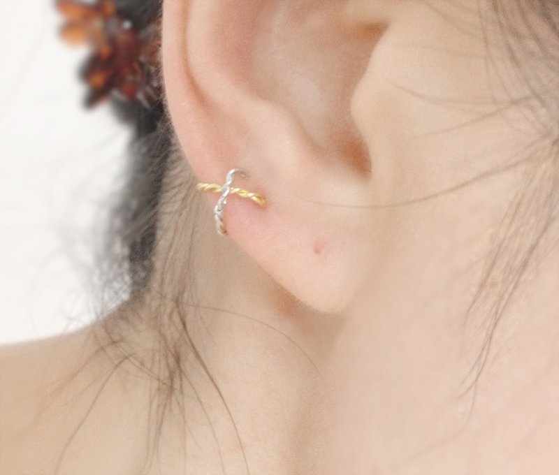Single ring twist Clip-On/ear bone clip (four colors optional) - ต่างหู - เงิน หลากหลายสี