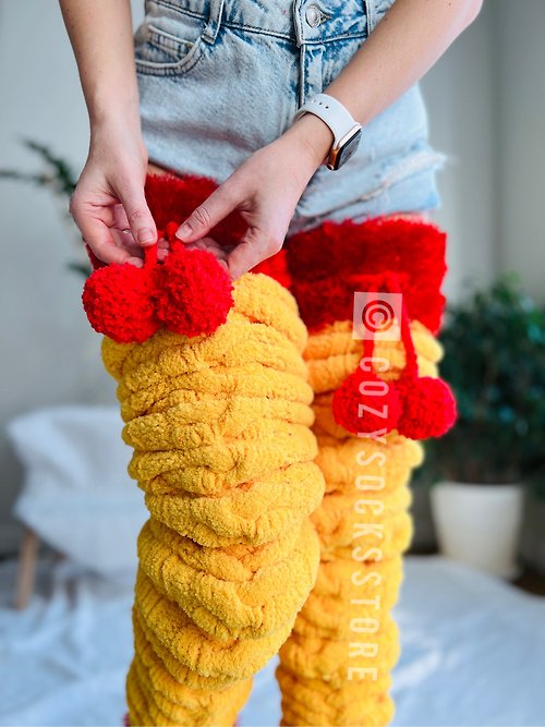Fleece thigh high socks Socks plus size Custom underwear Present for loved  one - Shop CozySocksStore Stockings - Pinkoi