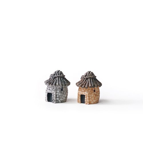 Ninan 泥喃｜水泥手作工作室 (預購) 盆栽裝飾 小屋兩件組-灰色小屋+棕色小屋 微景觀擺飾