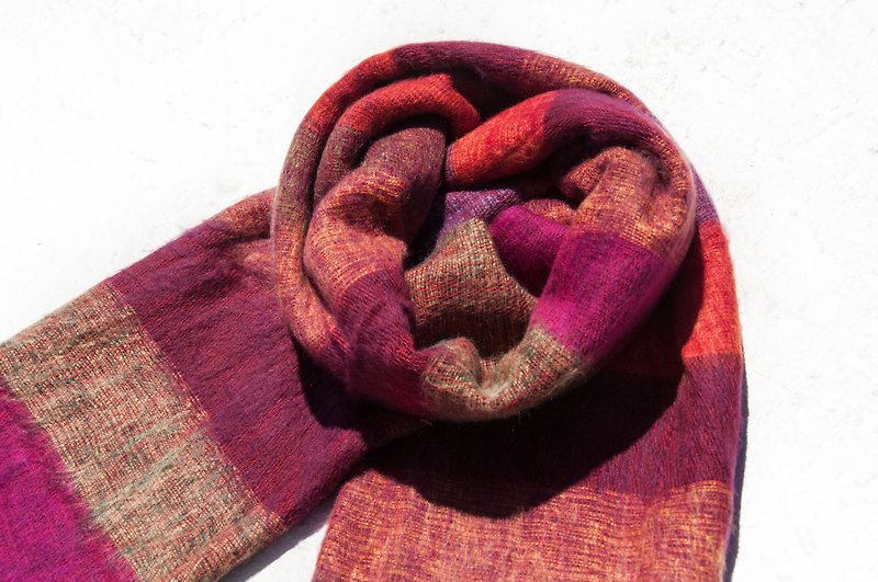 Wool shawl/knit scarf/knit shawl/covering/pure wool scarf/wool shawl-fruit tea - Knit Scarves & Wraps - Wool Multicolor