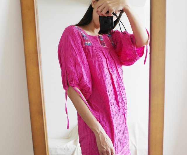 ヴィンテージメキシコ手刺繍ロングドレストップ - ショップ