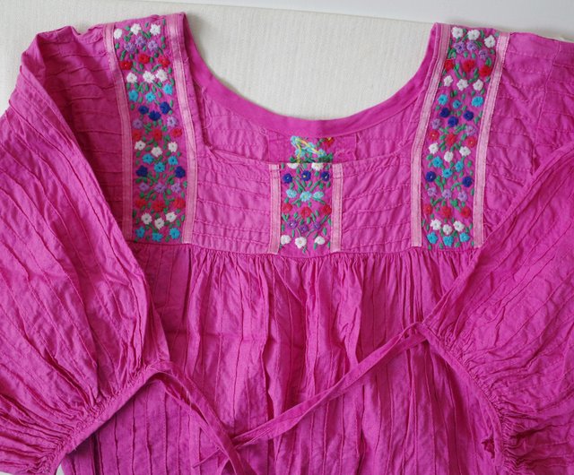 ヴィンテージメキシコ手刺繍ロングドレストップ - ショップ