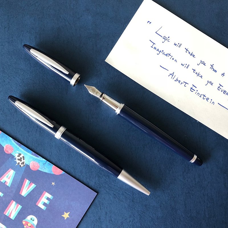 ARTEX life happy pen + ball pen double pen luxury group - spaceman - ปากกาหมึกซึม - ทองแดงทองเหลือง สีน้ำเงิน