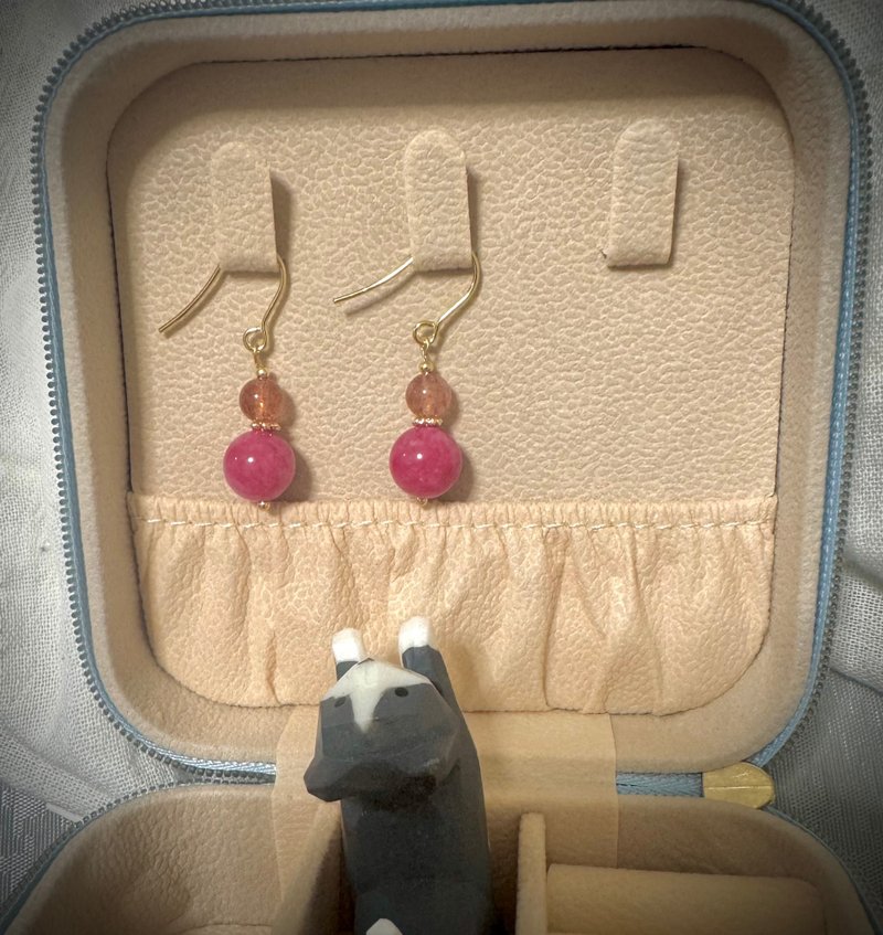 クリスタルシリーズ - 桃影嫣然ピンクイヤリング - ピアス・イヤリング - クリスタル ピンク