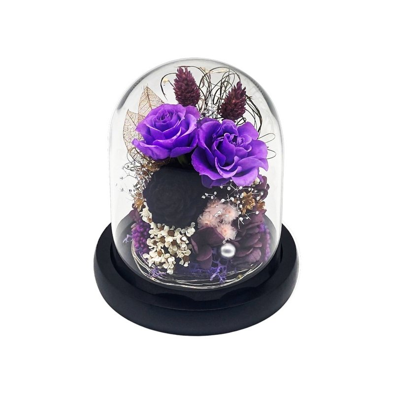 Preserved Flower Glass Dome - Ichie Ichiie (Indigo) - Dried Flowers & Bouquets - Plants & Flowers Purple