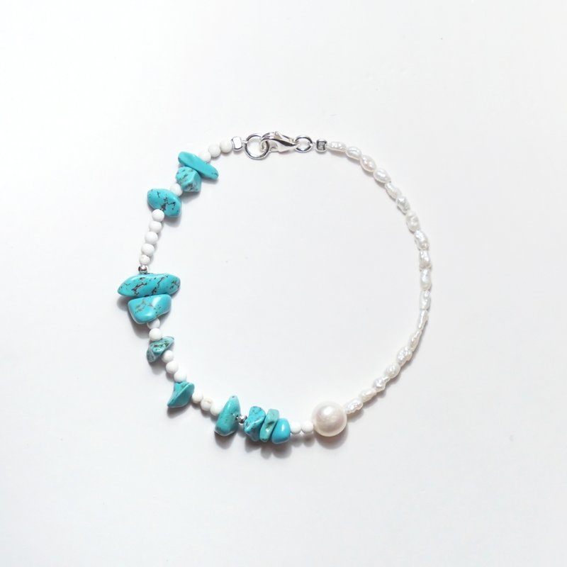 December Stone[Turquoise] Ore Bracelet Crystal Bracelet Customized Natural Stone Bracelet - สร้อยข้อมือ - หิน สีเขียว