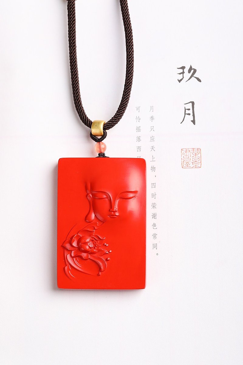 Natural ore cinnabar boutique red sand Buddha see flower blooming pendant with cinnabar content of more than 95%
