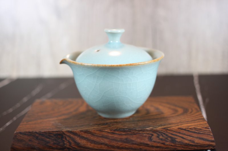 【聖誕禮盒】天青 開片汝窯 蓋碗 蓋杯 鶯歌名家葉敏祥作品 - 茶壺/茶杯/茶具 - 瓷 