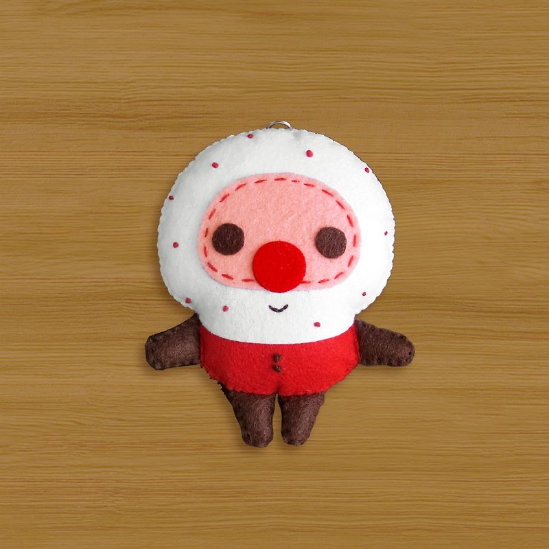 Spot _ handmade non-woven cloth key ring _ cosmic cute Santa - ที่ห้อยกุญแจ - ไฟเบอร์อื่นๆ สีแดง