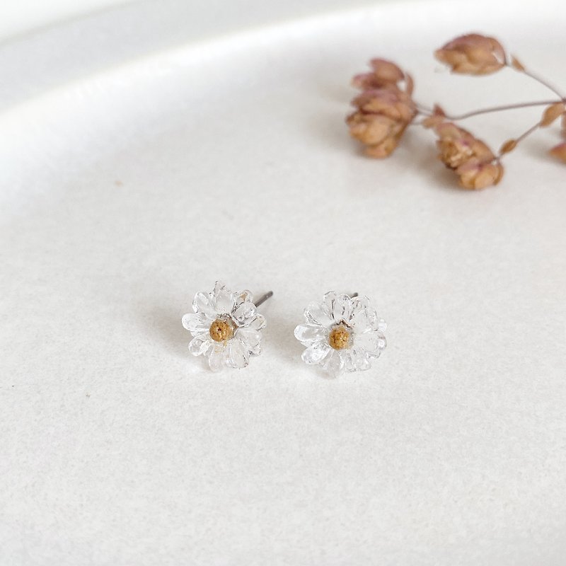 Clear flower earrings (K type)