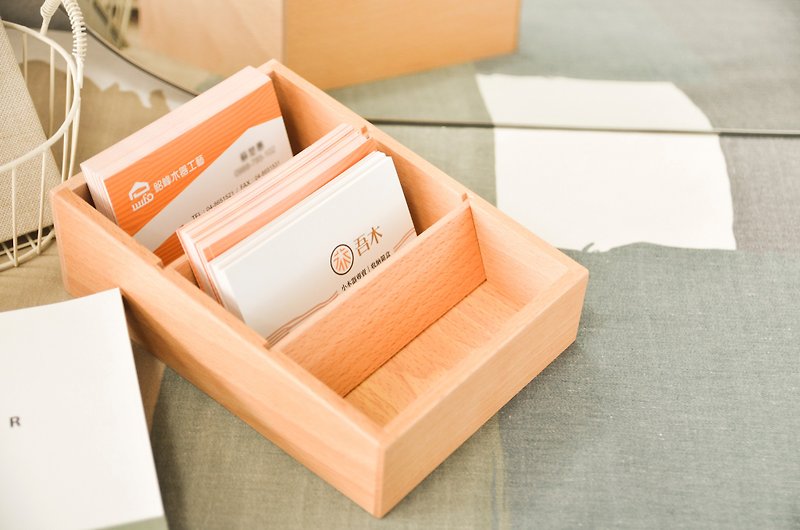 [Business Card Sorting Box] Wooden Business Card Holder Wooden Business Card Rack Log Business Card Box Business Card Storage Box - ที่ตั้งบัตร - ไม้ 