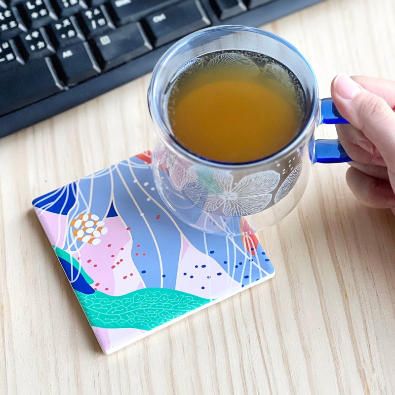 蕨色陶瓷杯墊2.0 - 瓦葦/熱情款 | 杯墊 吸水杯墊 陶瓷 隔熱墊 杯 - 杯墊 - 陶 多色