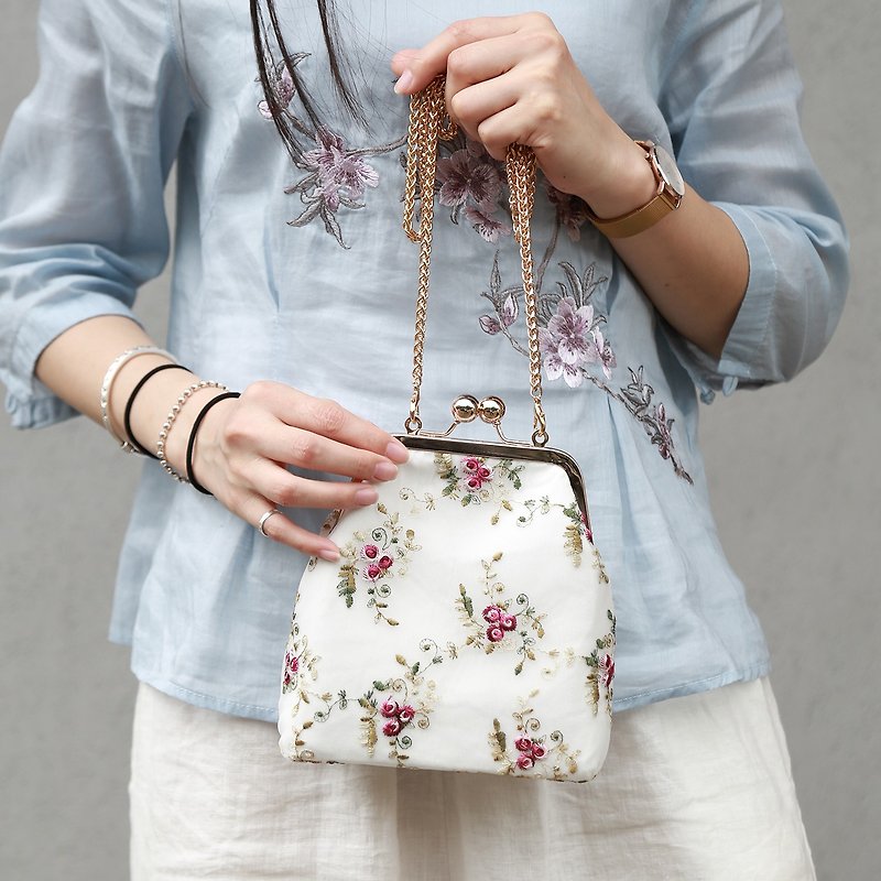 handbag  - กระเป๋าแมสเซนเจอร์ - ผ้าฝ้าย/ผ้าลินิน ขาว