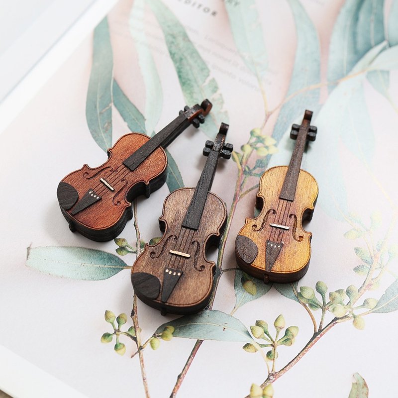 Imitation violin pendant keychain gift - พวงกุญแจ - ไม้ สีนำ้ตาล