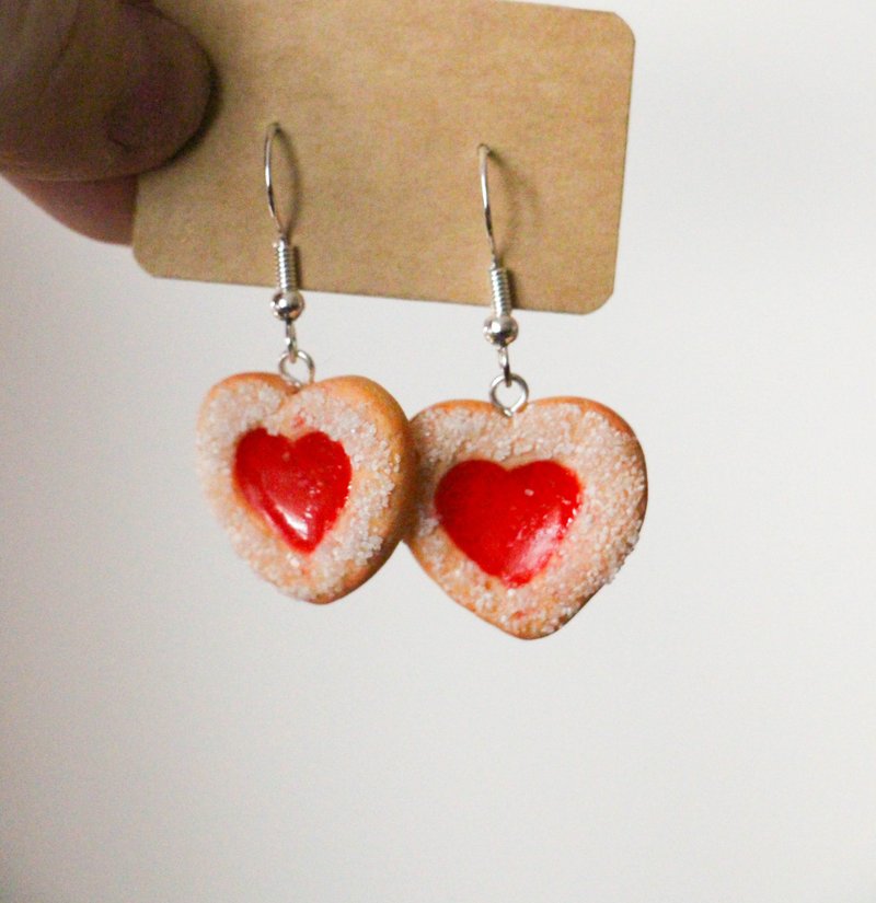 Heart earrings Earrings for Valentine's Day Cute jewelry - Earrings & Clip-ons - Clay Red