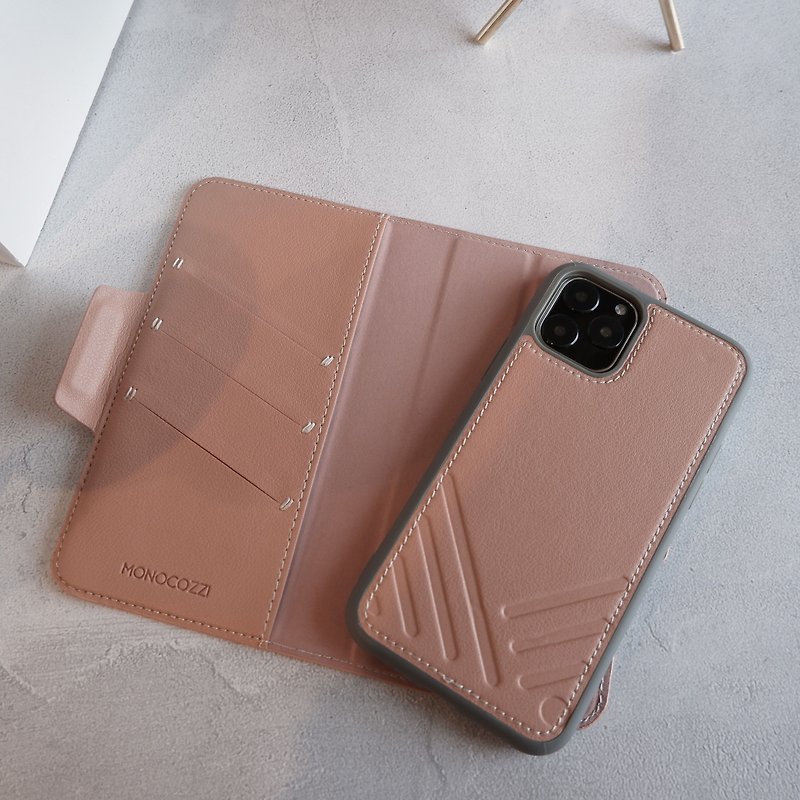 iPhone11/Pro/Max Premium Vegan Leather Wallet with detachable Snap-on Back cover - Phone Cases - Other Materials Pink