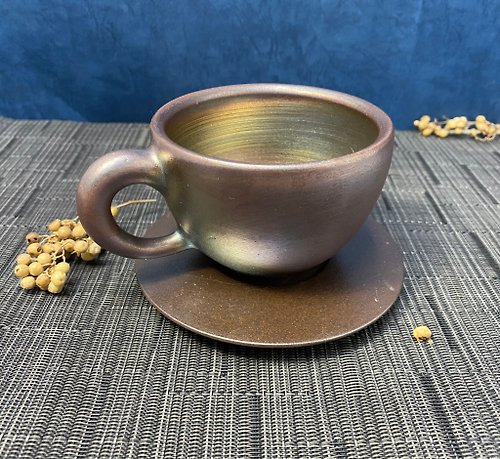 傳壺工坊 柴燒咖啡杯 含杯盤