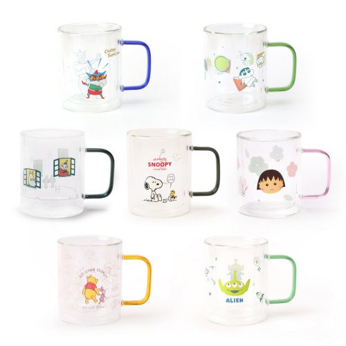 NORNS 耐熱玻璃杯-蠟筆小新 Peanuts 史努比 迪士尼 櫻桃小丸子 Moomin