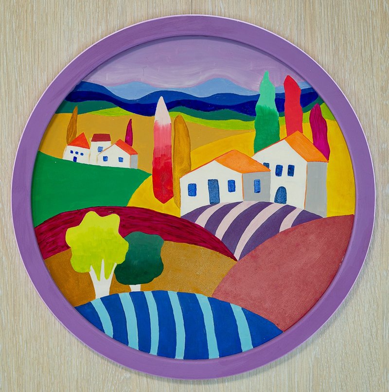 Tuscan painting, Tuscan hills oil painting,Home wall decor, Italy landscape 40cm - 壁貼/牆壁裝飾 - 棉．麻 多色