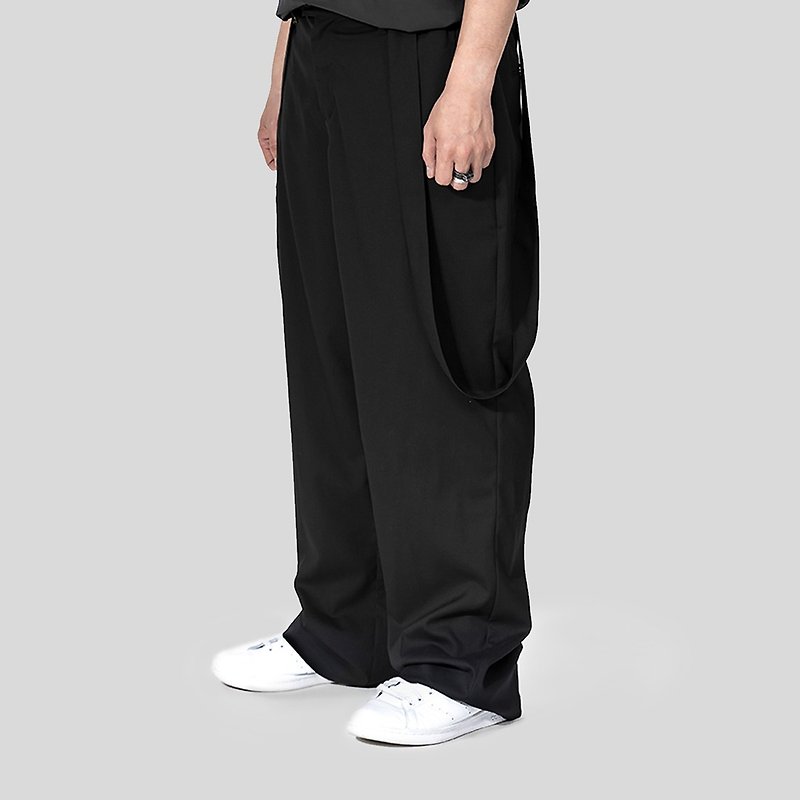 [ionism]スーツパンツの黒いジッパーワイドバージョン - パンツ メンズ - ポリエステル ブラック
