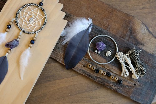 DIY Dreamcatcher kit set (Lapis lazuli) - Shop Mishtar Knitting,  Embroidery, Felted Wool & Sewing - Pinkoi