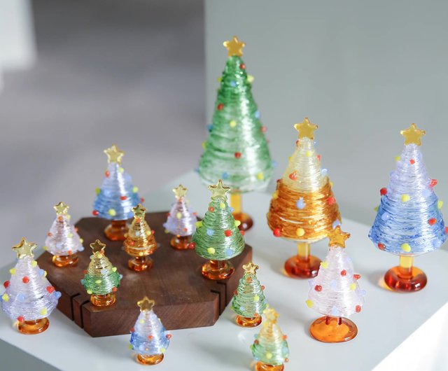 オリジナル手作りガラスクリスマスツリー卓上オーナメント