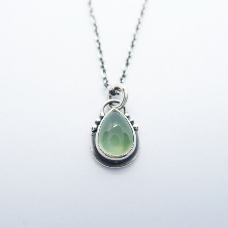 [Classic Series 26] Stone 925 Sterling Silver Necklace - สร้อยคอ - เครื่องเพชรพลอย สีเขียว