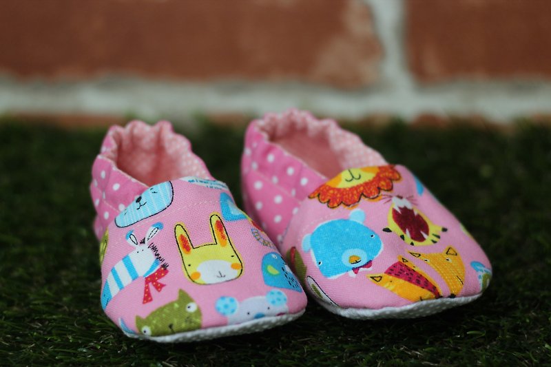 カラフルな動物<ピンク>幼児の靴 - キッズシューズ - コットン・麻 ピンク