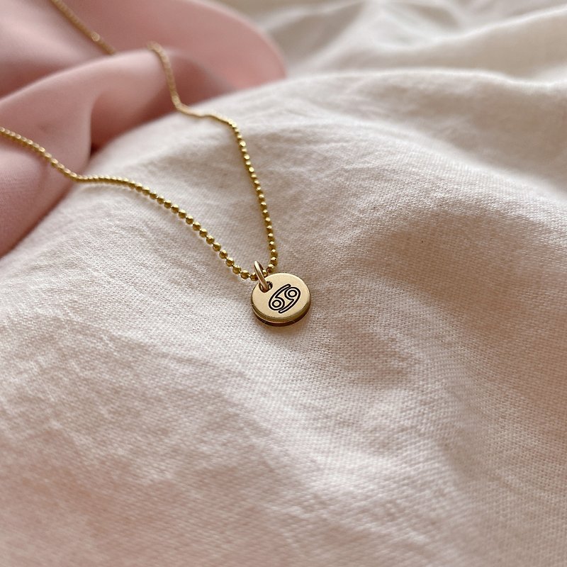 Horoscope sign-brass necklace-Cancer - สร้อยคอ - ทองแดงทองเหลือง สีทอง
