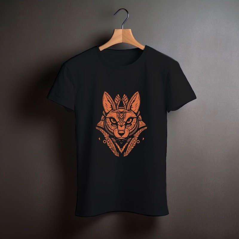 野魂圖騰 T-Shirt 焰狐 此頁有三色可選 - 男 T 恤 - 棉．麻 白色