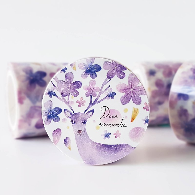 Re-engraved star flower paper tape with release paper 5m - มาสกิ้งเทป - กระดาษ สีม่วง