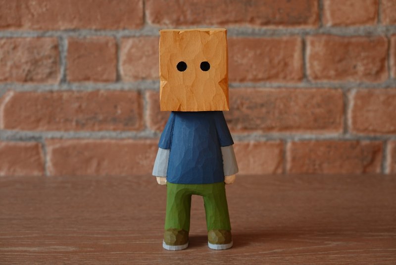 Paper bag boy - Stuffed Dolls & Figurines - Wood Blue