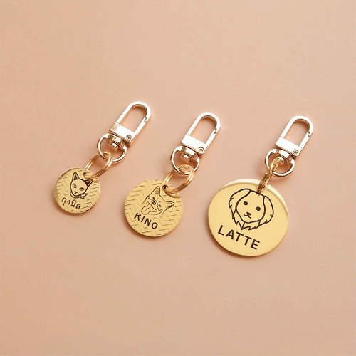 MrAndMrsSniff Gold Pet ID tag Thick Chinese Japanese Stainless steel easy hook | Sniff