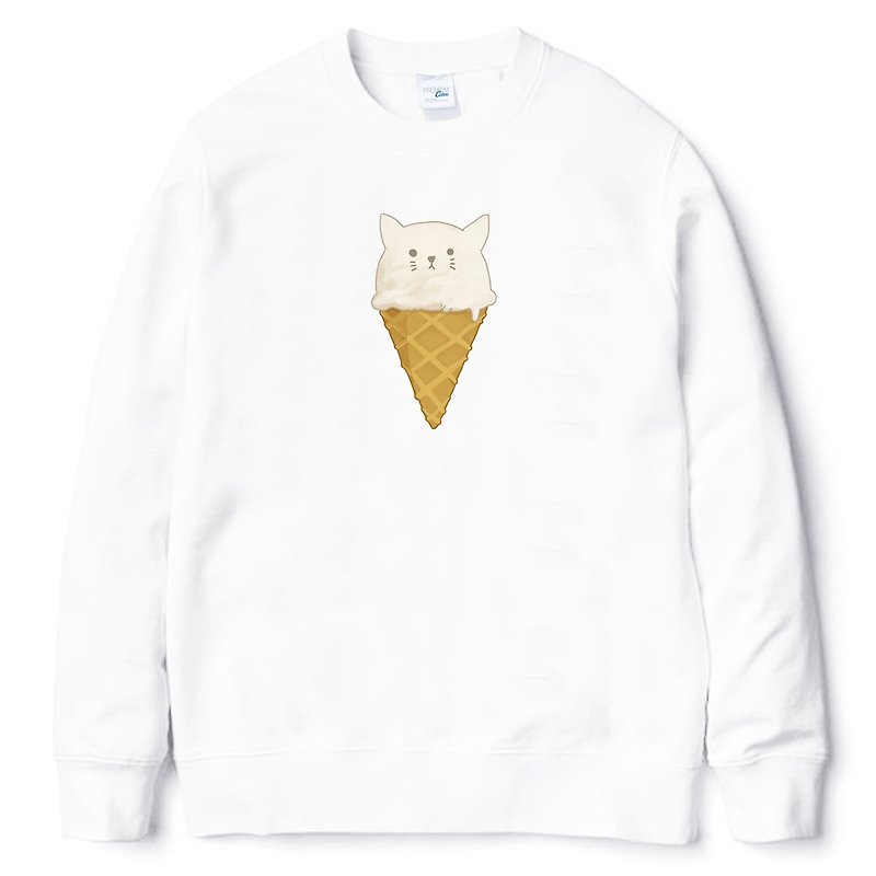 Cat ice cream[spot] Neutral University T bristles white fur kids animal dog food self-made brand Wenqing - เสื้อผู้หญิง - ผ้าฝ้าย/ผ้าลินิน ขาว