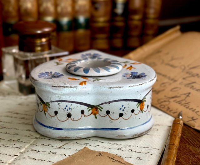 50241-19世紀フランス製手描き陶器インク壺 - ショップ JSVS-Antique