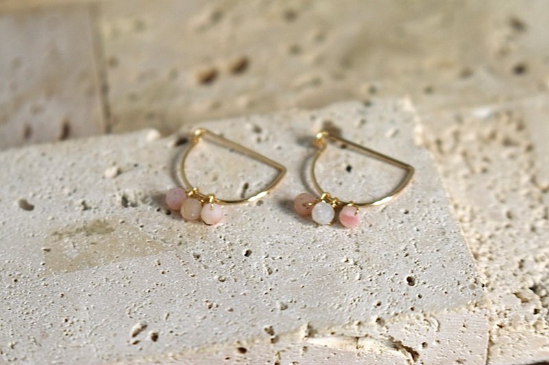 耳環 粉紅澳寶 純銀鍍金耳針 - 戀愛 - - 耳環/耳夾/耳骨夾 - 半寶石 粉紅色