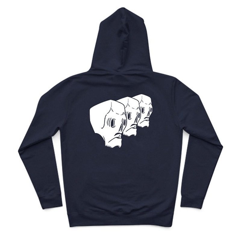 Skull Gangster-Navy-Hooded Zip Jacket