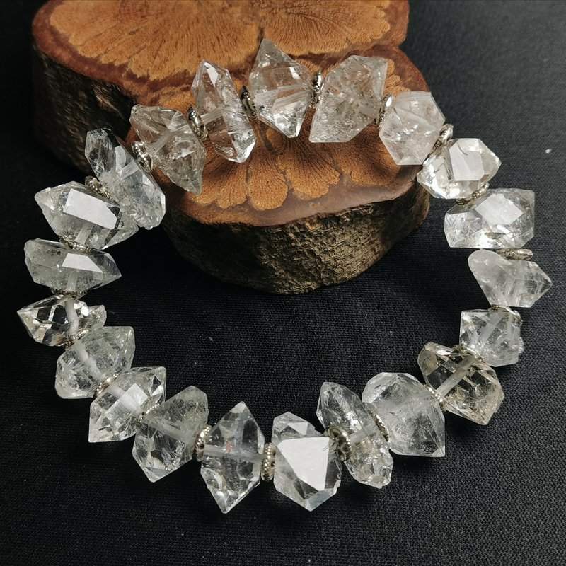 平均約17.5mm赫基蒙閃靈鑽/純銀手工珠/天然水晶手鏈/巴基斯坦產 - 手鍊/手環 - 水晶 透明