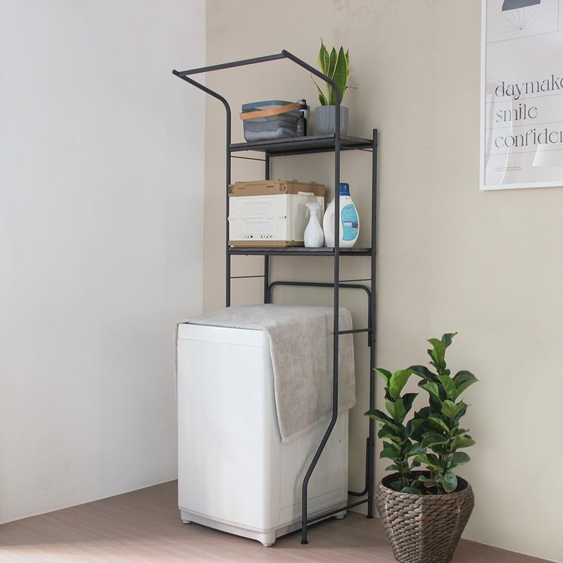 Double-layer washing machine storage rack - fog gray / home storage - ชั้นวาง/ตะกร้า - โลหะ สีเทา