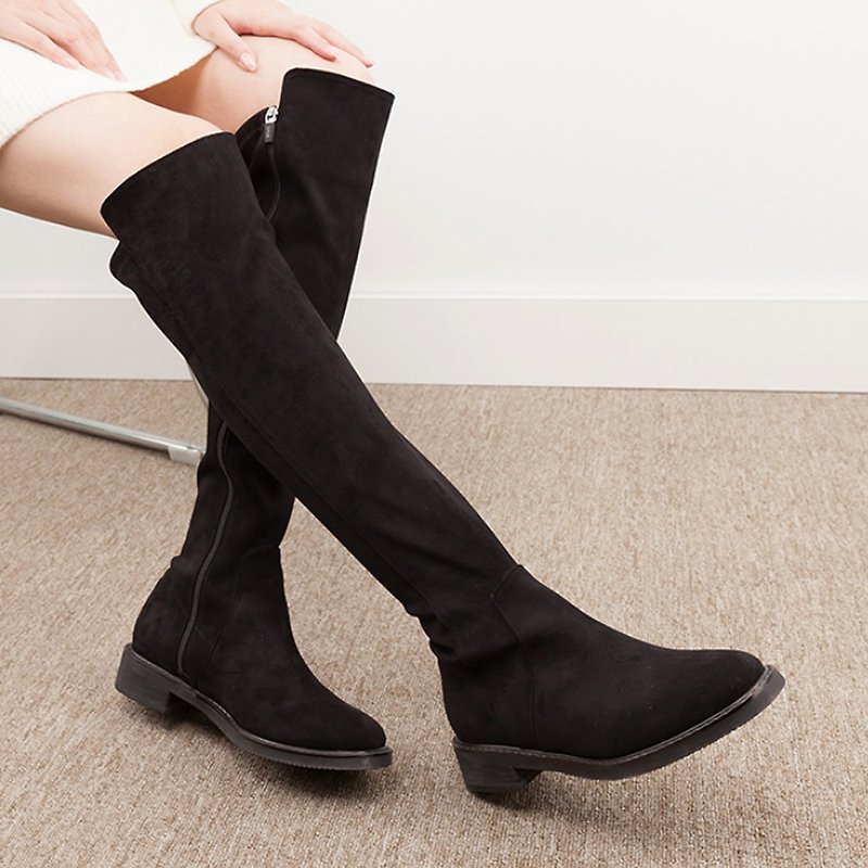 SPUR 基本款及膝高筒靴 QA7028 黑色A - 女款長靴 - 人造皮革 黑色