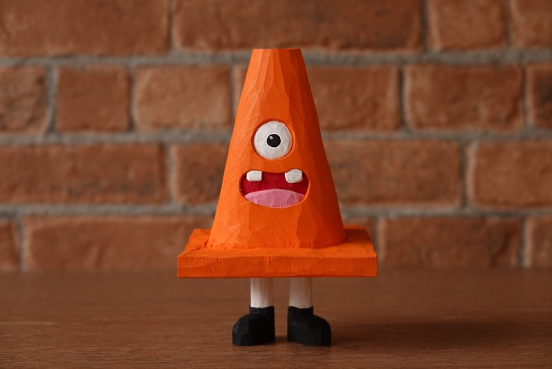 Traffic cone monster - Stuffed Dolls & Figurines - Wood Orange