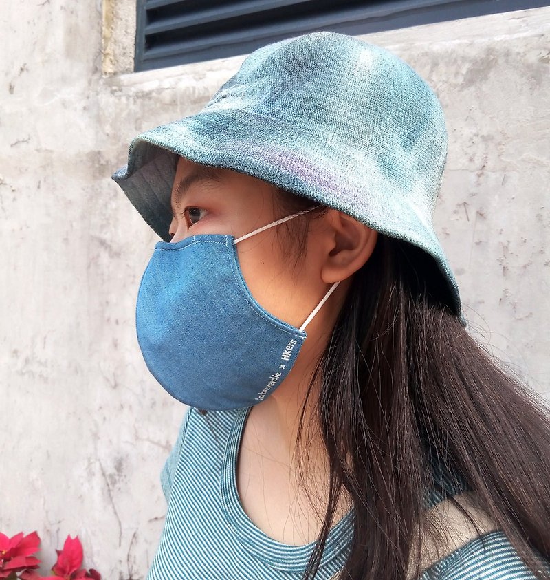 (Woven face mask)HKers denim light blue washable reusable cool stylish handmade - หน้ากาก - ผ้าฝ้าย/ผ้าลินิน 