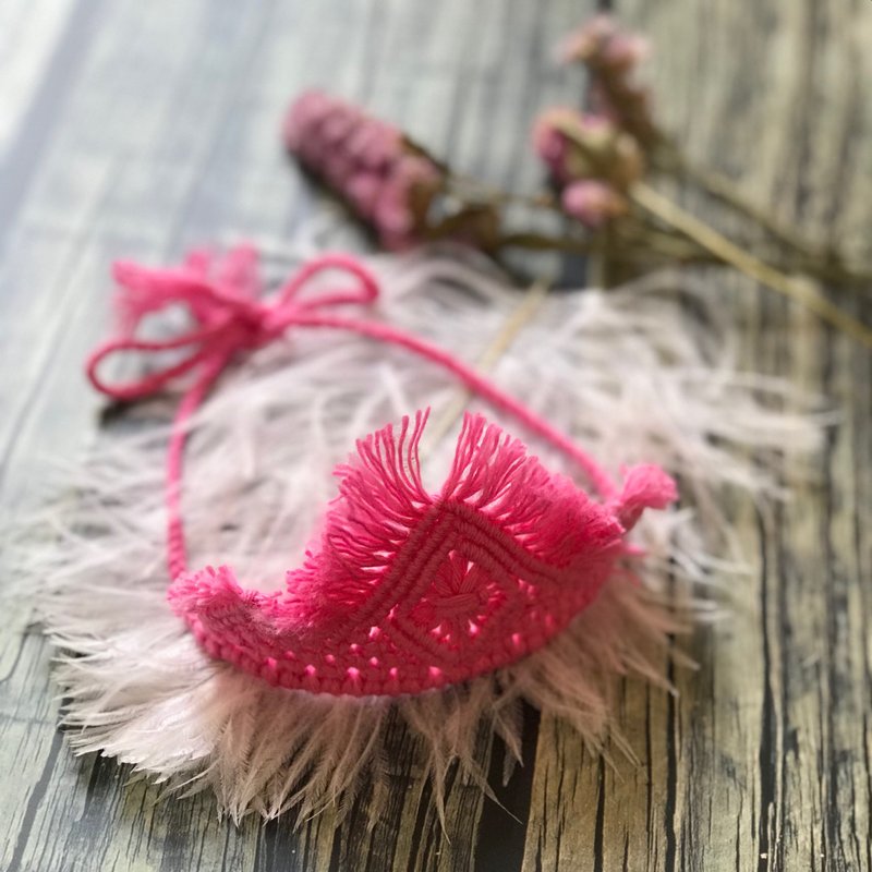 現貨—Macramé Tiara —手工編織小皇冠 - 嬰兒帽子/髮帶 - 棉．麻 