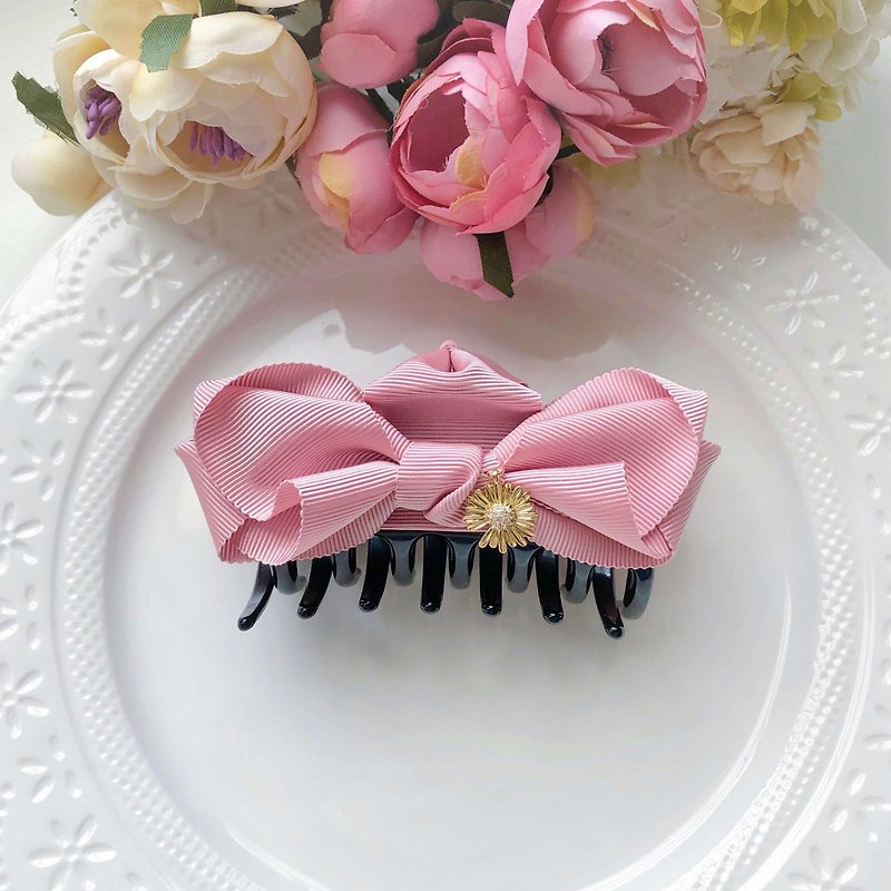 蝶ネクタイヘアピン専用の日本の帽子-スモーキーピンク - ヘアアクセサリー - その他の素材 ピンク