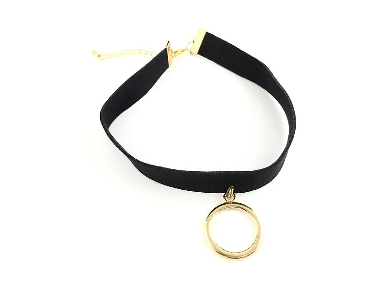 Metal circle necklace (circle) - สร้อยคอ - วัสดุอื่นๆ สีดำ