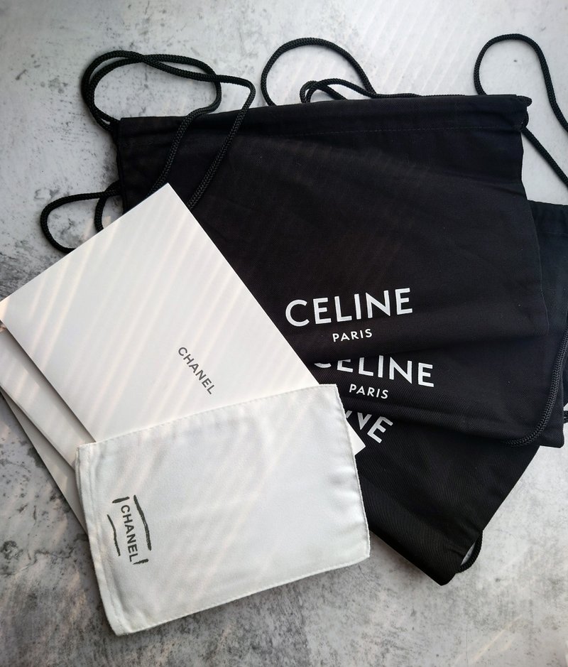 活動完結-免費送CHANEL保養手套 CELINE束口袋雙肩包背包tote bag - 後背包/背包/書包 - 棉．麻 黑色