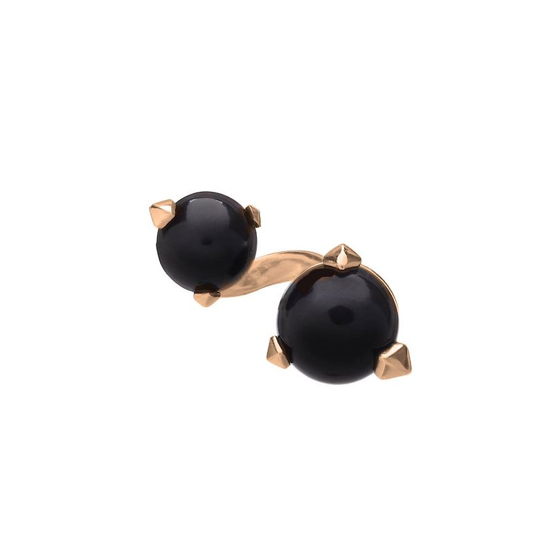 Bones golden double ring with Black Onyx - General Rings - Precious Metals 