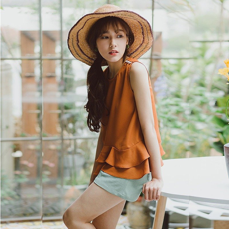 Annie Chen 2017 Miss Xia Zhuang new flounced blouse - เสื้อผู้หญิง - เส้นใยสังเคราะห์ สีแดง