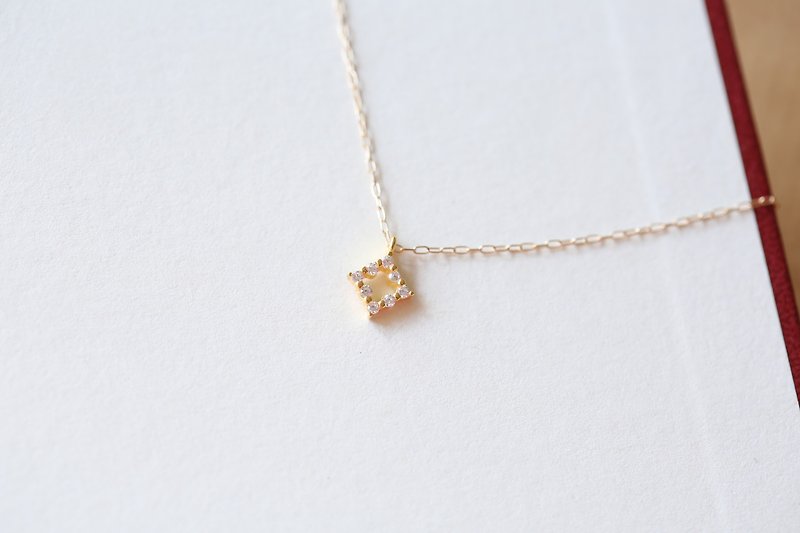 Mini compact diamond necklace 14k diamond compact and elegant girl │ - สร้อยคอ - เครื่องเพชรพลอย ขาว