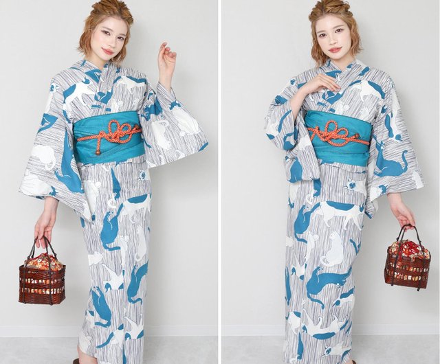 デイジーストア 濃紺クリスマスローズ柄浴衣 帯セット